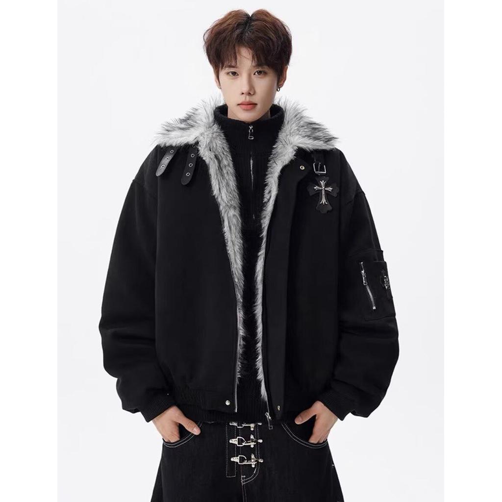 SUIKONE ซุยโคเนะ เสื้อแจ็คเก็ตบุผ้าฝ้ายสําหรับผู้ชายหนังนิ่มสไตล์อเมริกันแบรนด์อินเทรนด์คุณภาพสูงสไตล์ ไม่จํากัดเพศ — صورة 5