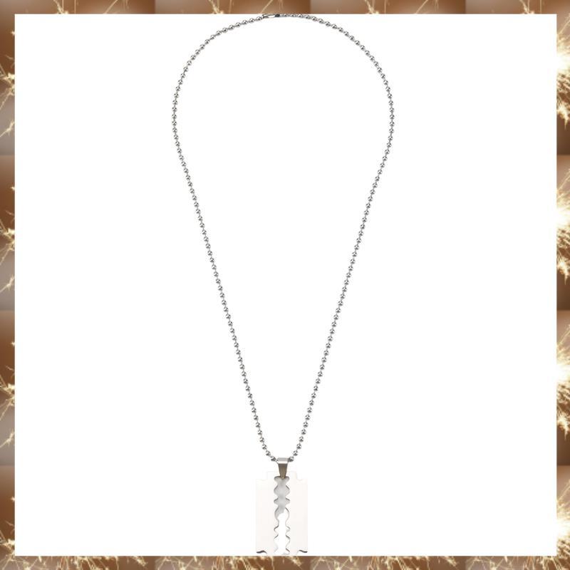 (OKB)สร้อยคอโซ่ใบมีดสแตนเลสสำหรับผู้ชาย ดีไซน์สีเงินหรูหรา