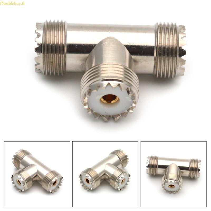 Doublebuy 1PC SL16 UHF PL259 หญิง UHF SO239 คู่หญิง Connector UHF ถึง 2 x UHF Tee ประเภท 3 Way Type 