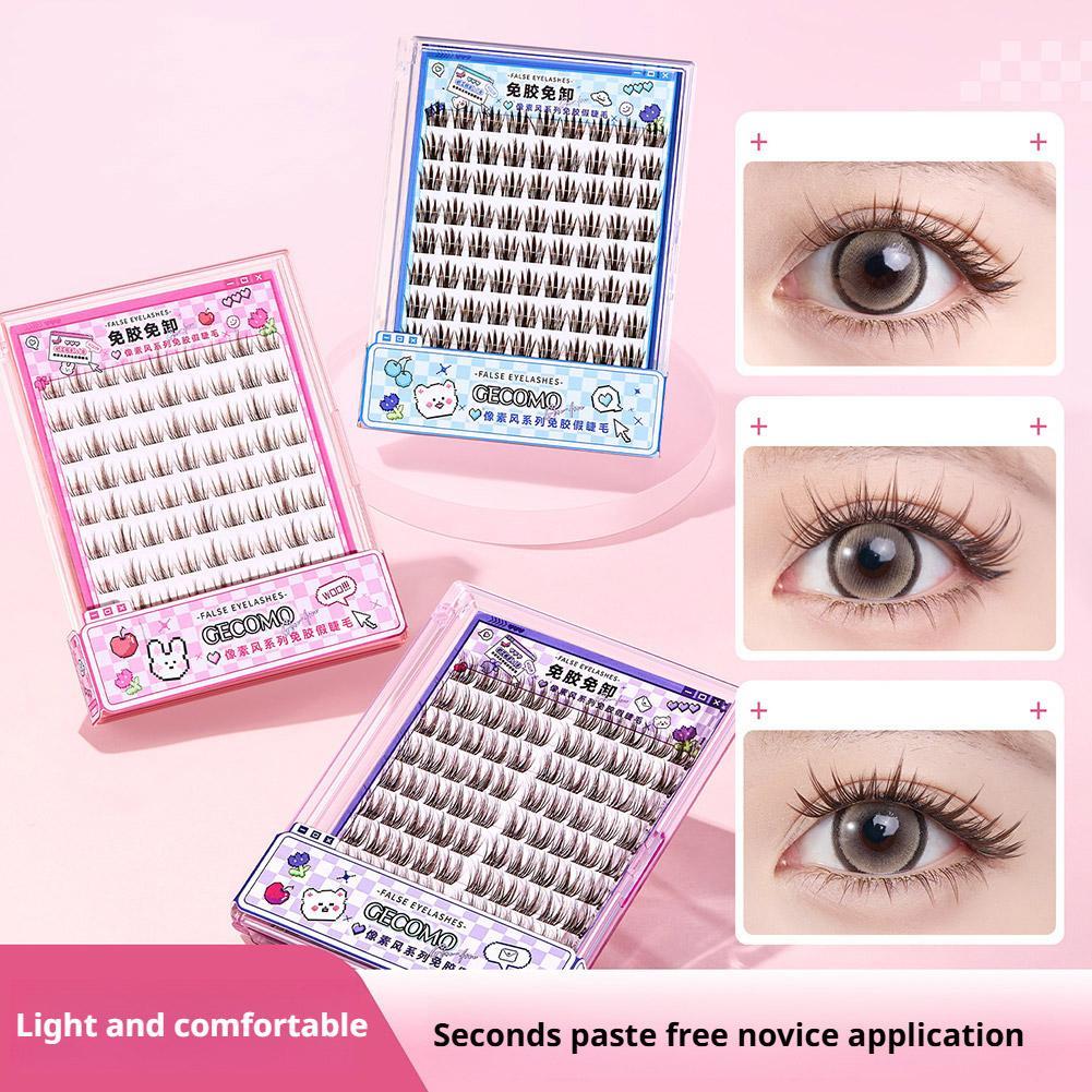 Gecomo กาวความจุขนาดใหญ่ฟรีขนตาปลอมธรรมชาติ False Curling Single Segment Cluster T7g2