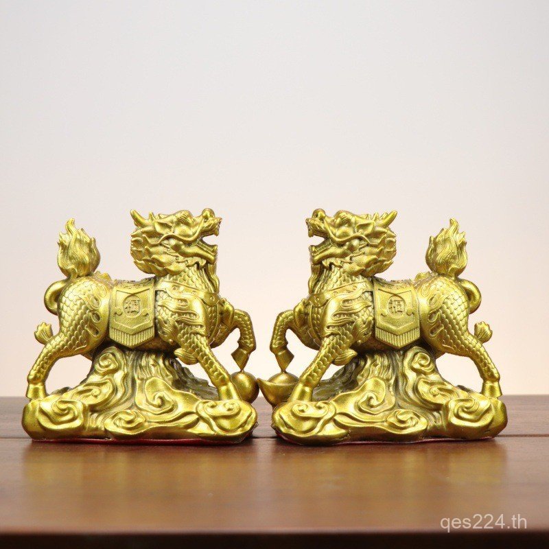 Fortune Ingot Kirin Kirin Yang Bronze ทองเหลือง Lucky Kirin คู่เครื่องประดับ Fire Kirin 2QWY