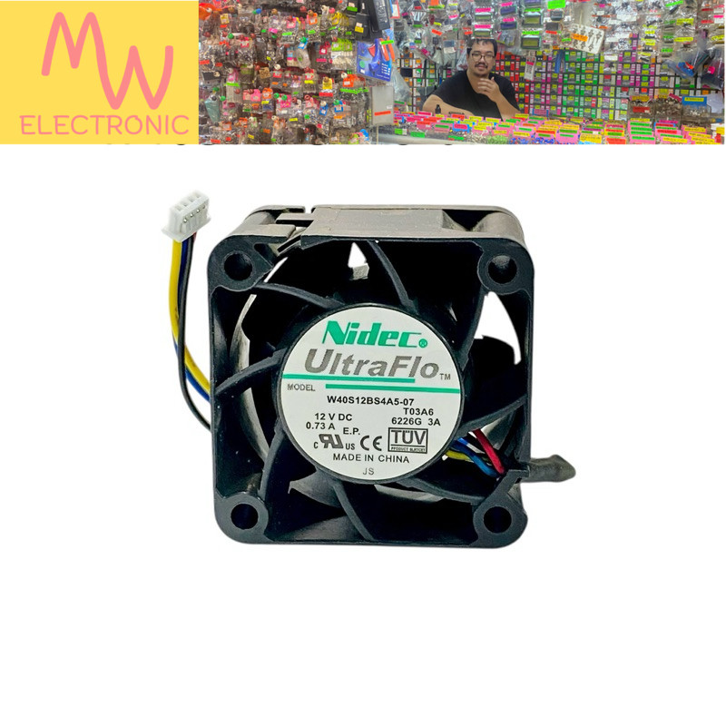 พัดลม W40S12BS4A5-07 พัดลม 12VDC-.73A(ราคาตาอ 1ชิ้น) พัดลมรอากาศ ระบายความร้อน ขนาด 40x40x28mm 3สาย 