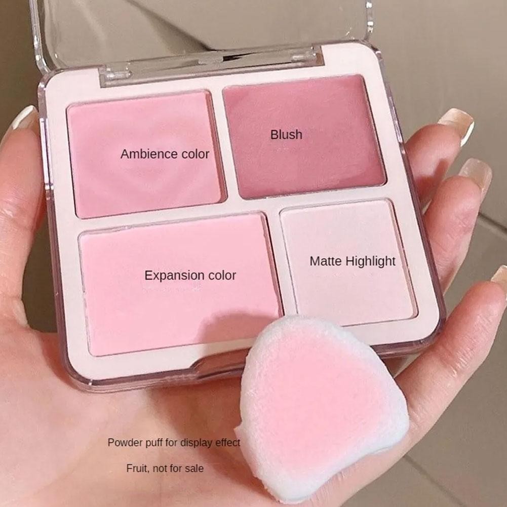 Four Color Powder Blusher Matte Waterproof Colourful Palette เครื่องสําอางแต่งหน้า Rouge Blush C1e0