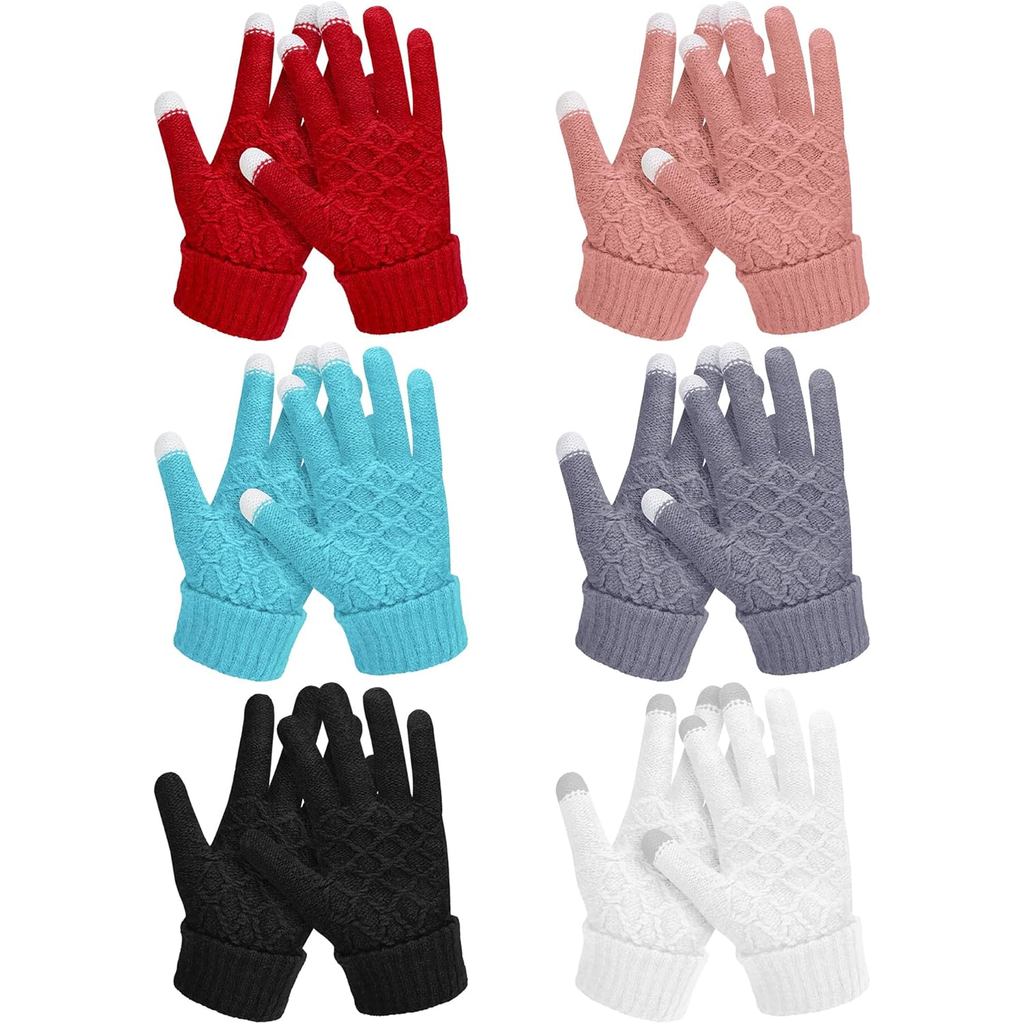 SATINIOR 6 Pairs Women Winter Touch Screen Gloves Warm Fleece Lined Knit Winter Gloves with Touchscr