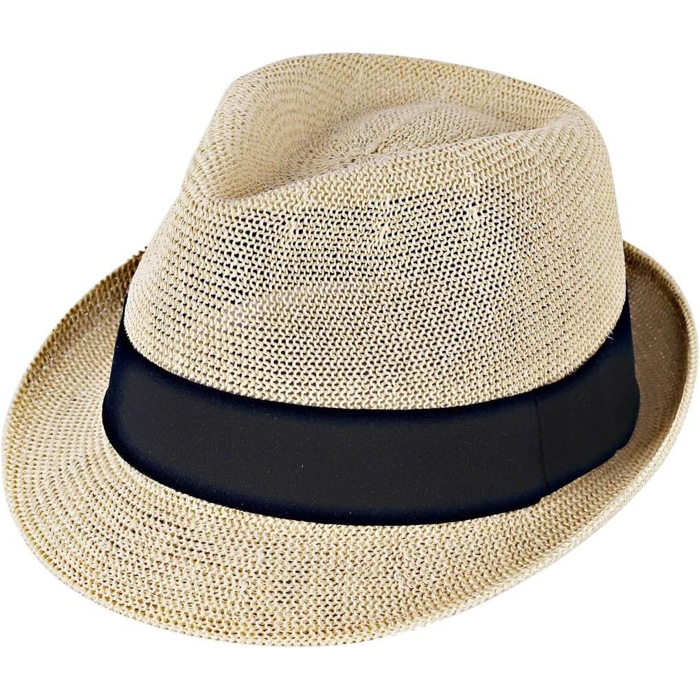 Summer Panama Straw Fedora Hats for Men Women Trilby Hat Foldable Roll Up Short Brim Panama Beach Ha