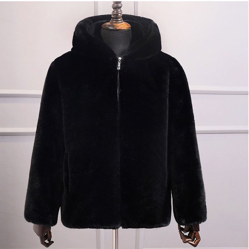 Mink Coat Men American Imported Velvet Whole Mink Fur Winter Hooded Jacket Mink Fur Coat Short