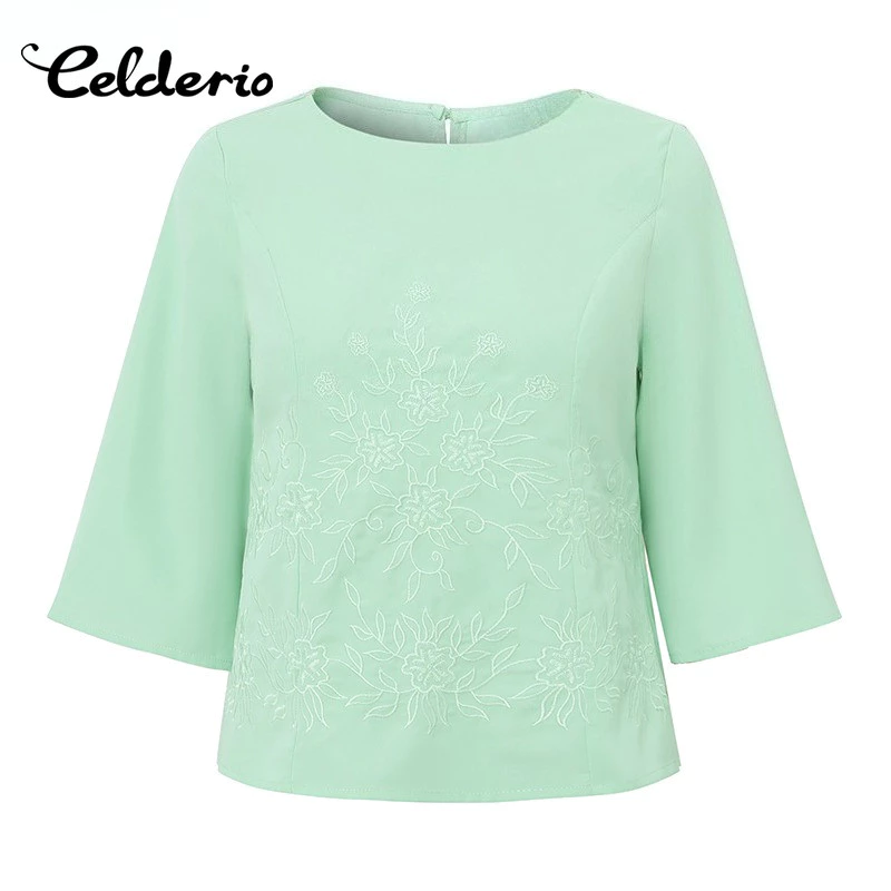 Celderio เสื้อเชิ้ตแขนสั้นผู้หญิง ลายดอกไม้ thumbnail 4