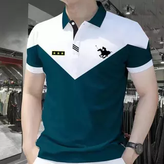 เสื้อโปโลสำหรับผู้ชาย ฤดูร้อน สไตล์เกาหลี ดีไซน์เรียบง่าย สไตล์ฟรีไซส์ แขนสั้น เหมาะสำหรับสวมใส่ในชีวิตประจำวัน แห้งไว และระบายอากาศได้ดี