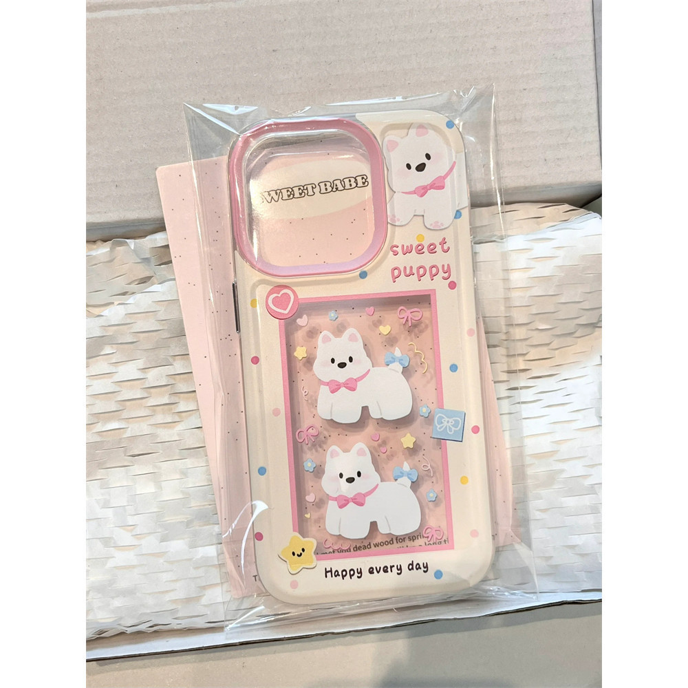 Ins กรอบรูปน่ารักลูกสุนัขสีขาวตลกนุ่มโปร่งใส Anti-Fall เคสโทรศัพท์สําหรับ iPhone 16 Promax 15 Promax 12 13 Mini 14plus 11 Pro Max X XS XR XS Max 7 8 plus Se2020 6G 6Plus - รูปที่ 3