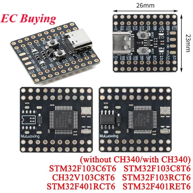 1 ชิ้น STM32F103C6T6 STM32F103C8T6 CH32V103C8T6 STM32F103RCT6 STM32F401RCT6 STM32F401RET6 CH340 Mini