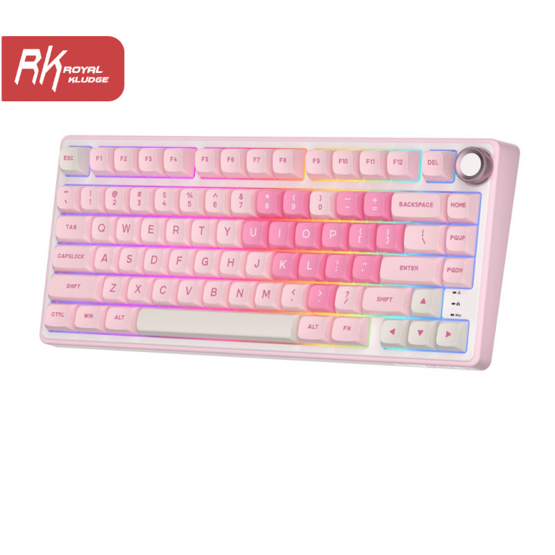 RK ROYAL KLUDGE RKR75 Pink Melody ปะเก็นแบบมีสายพร้อมคีย์บอร์ดเชิงกลลูกบิด