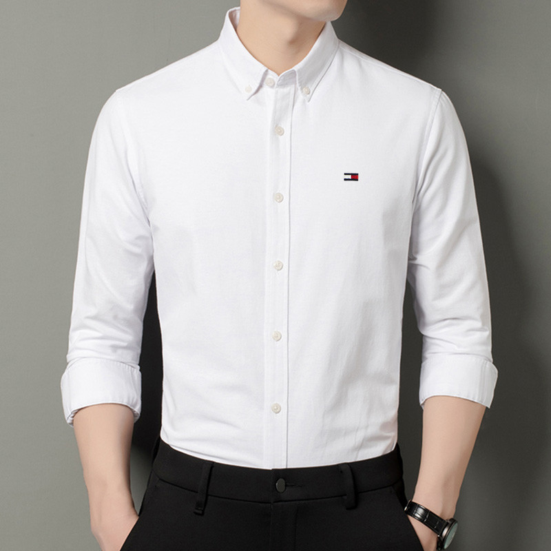 เสื้อเชิ้ตแขนยาวผู้ชาย Tommy Hilfiger .material ผ้าฝ้ายแท้ Oxford สำหรับธุรกิจและวันหยุด