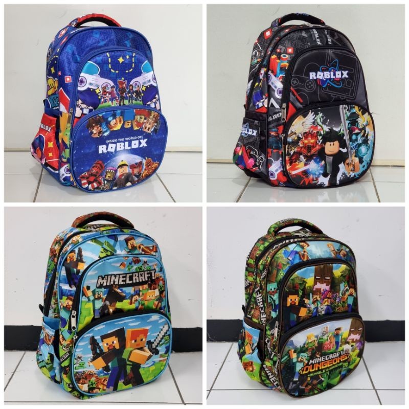 PRADIPTAALARIS ID Backpack 12" - 15" - 18" 3 Pockets Roblox Minecraft - เหมาะสําหรับเด็กอนุบาลและประ