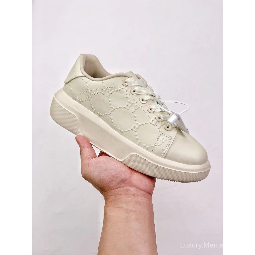 MLB Wheat Queen Blogger รองเท้ากีฬาลำลองสำหรับผู้ชายและผู้หญิง สไตล์ Retro ทำจากหนัง สีขาบ พร้อมขนาด