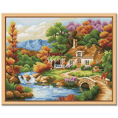 54 ซม.ภาพวาดเพชร 43 กรอบภูมิทัศน์ในร่ม * Villa Deyi Beach ห้องนั่งเล่นเพชรเต็ม DIY Handmade Castle G