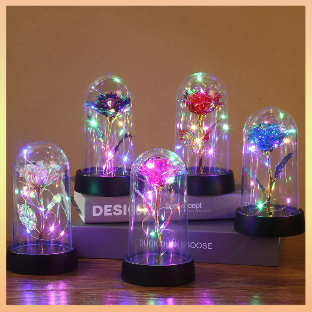 ดีเทล Gold Leaf Rose ดอกไม้ประดิษฐ์ทนทานอย่างพิถีพิถันหัตถกรรม Lustrous ไฟ Led Rose สําหรับงานแต่งงา