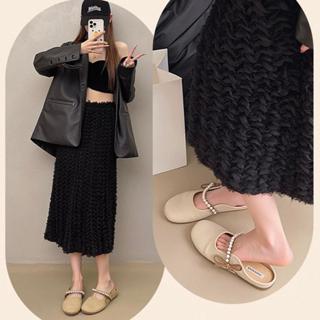 TX45 รองเท้าคัชชู แต่งสายไข่มุกสไตล์วินเทจสวยหวานน่ารักสีพื้…