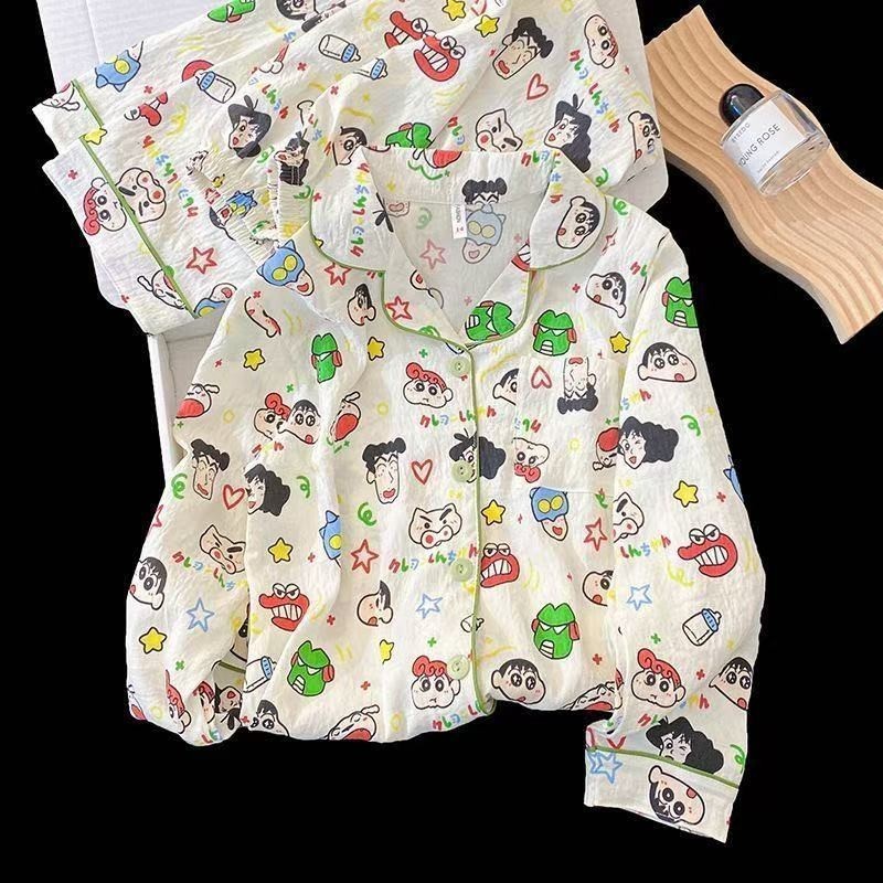 H-PJs  เซตชุดนอน ออกแบบลายการ์ตูน แขนสั้น+ขาสั้น เนื้อผ้าบางเบาใส่สบาย น่ารัก สินค้าพร้อมจัดส่ง0018