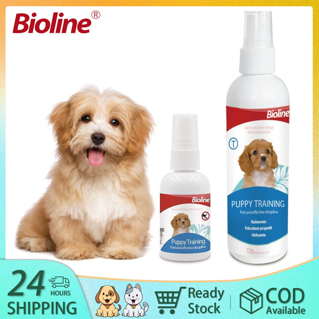 สเปรย์ฝึกสุนัขขับถ่าย BIOLINE 50ml/120ml ดับกลิ่น+สอนน้องหมาให้เป็นที่ ใช้ง่ายเห็นผลเร็ว