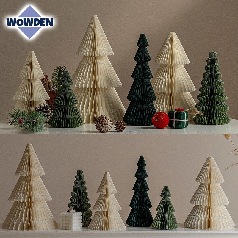 3D คริสต์มาสโอริกามิ ตกแต่งคริสต์มาสตกแต่ง ต้นคริสต์มาสตกแต่งเดสก์ท็อป ตกแต่งฉากอุปกรณ์ประกอบฉาก