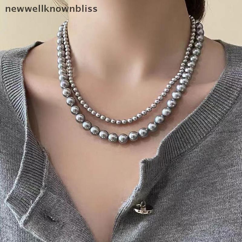 สร้อยคอมุกสีเทาสำหรับผู้หญิง เหมาะสำหรับงานพิเศษและของขวัญ CCD