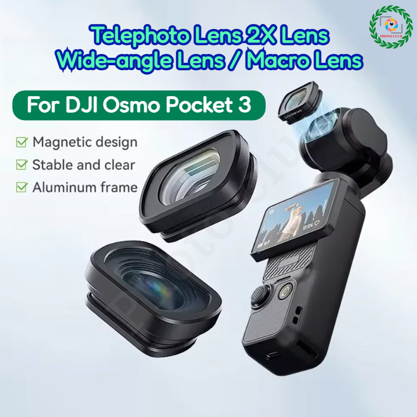 เลนส์มุมกว้าง/เลนส์ Macro/เลนส์เทเลโฟโต้ 2X Optical Glass Filter สําหรับ DJI Pocket 3 อุปกรณ์เสริม