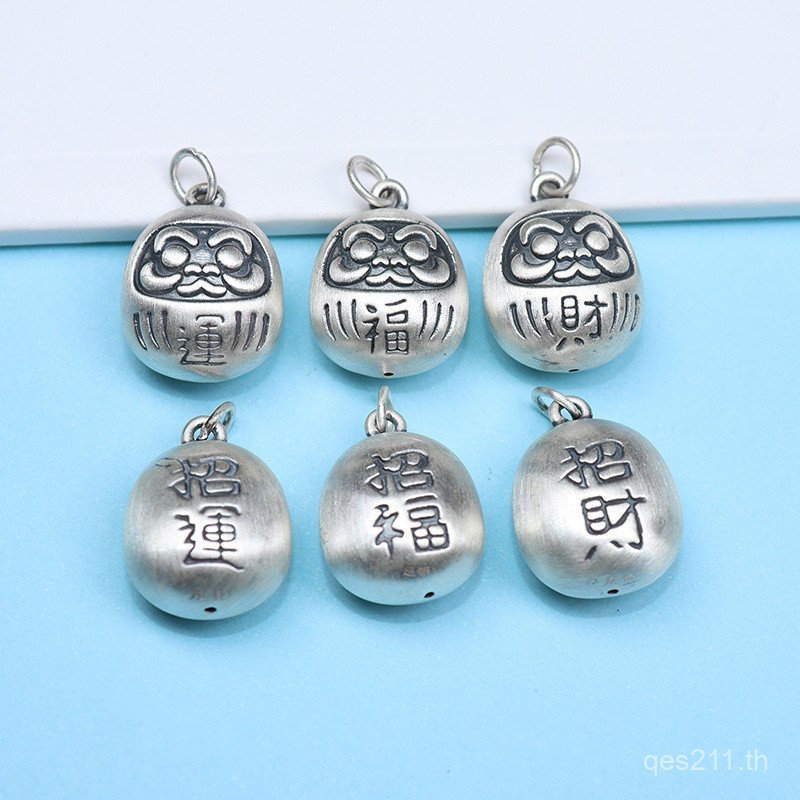 สร้อยข้อมือเงินบริสุทธิ์999 สีแดง พร้อมอุปกรณ์เสริมมงคลและสายเชือกถักมงคล TP3