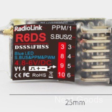 RadioLink RadioLink R6DS V1.4 Mini 6-Pass Receiver ใช้งานร่วมกับ AT9S AT9S PRO AT10II