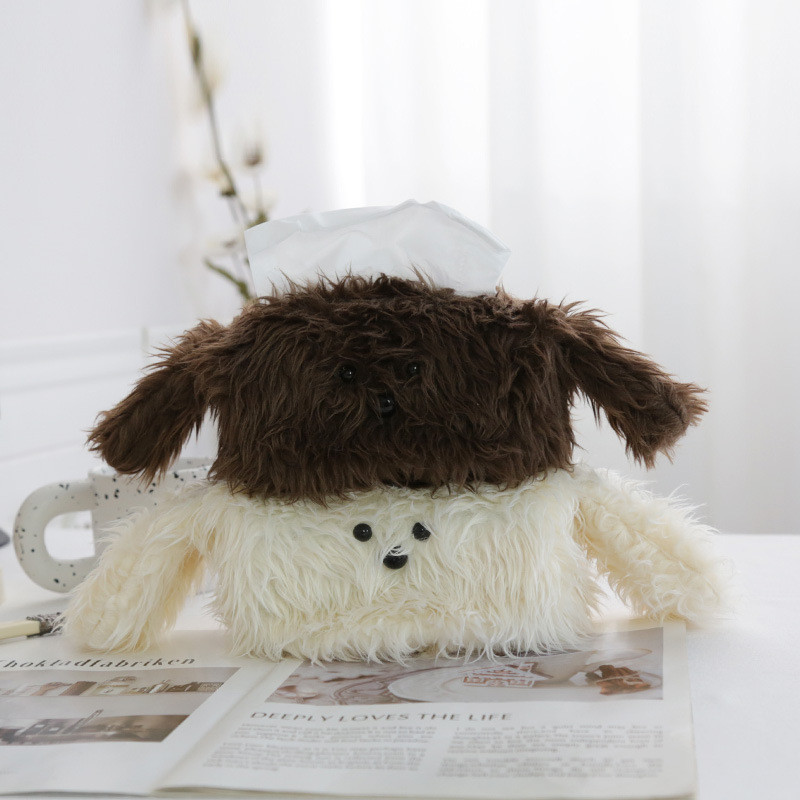Element Plush Dog Tissue Box Paper Extraction Box Cloth Cartoon Creative Cute Ins Style Living Room 