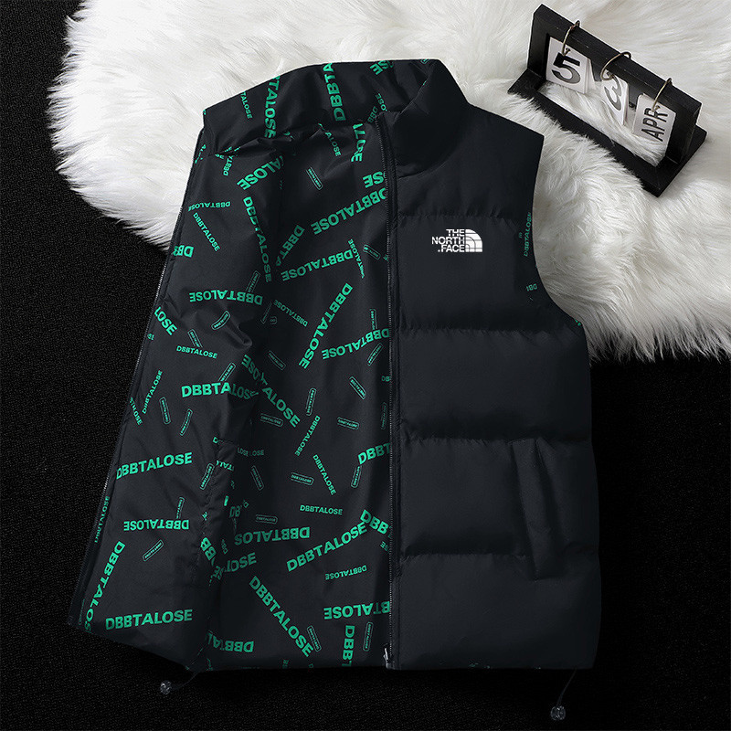 TNFแจ็คเก็ตผ้าฝ้ายสองด้านสำหรับผู้ชาย พร้อมขนเป็ดหนาและคอปก เหมาะสำหรับฤดูหนาว เสื้อแจ็คเก็ตกันลม เส