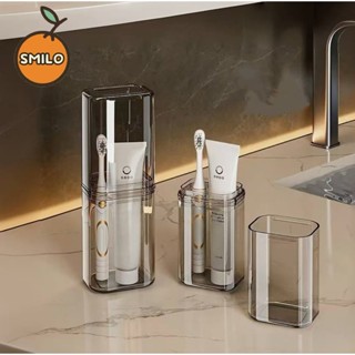SMILO กล่องสบู่ ที่วางแปรง ถ้วยแปรงฟันเดินทาง วัสดุที่หนาขึ้…
