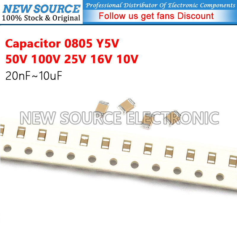 [10 ชิ้น] 0805 SMD 50V 100V 25V 16V 10V Y5V Capacitor 20nF 22nF 33nF 47nF 100nF 220nF 330nF 470nF 68
