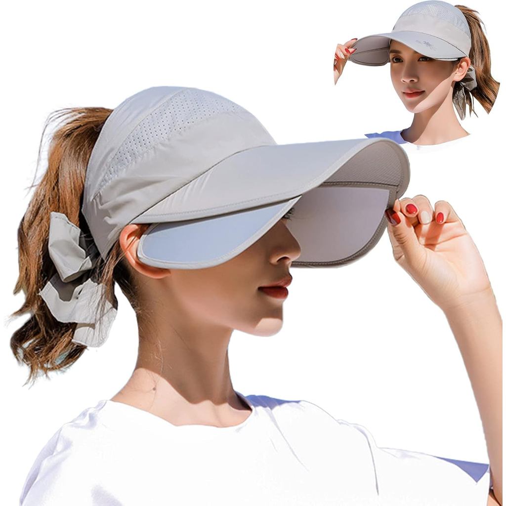 Peicees Wide Brim Visor Hat for Women Golf Visor Cap Sun Protection Hat for Beach Garden Tennis Runn