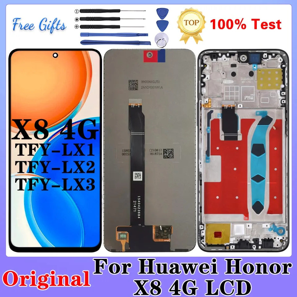 OriginalสําหรับHonor X8 4GจอแสดงผลLCD X8 2022 หน้าจอสัมผัสTFY-LX1 TFY-LX2 TFY-LX3 Digitizer Assembly