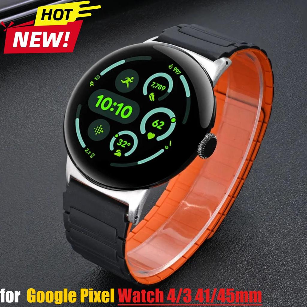 สายรัดแม่เหล็กอ่อนสําหรับ Google Pixel นาฬิกา 4 45 มม.นาฬิกา 3 45 มม. สร้อยข้อมือห่วงซิลิโคนสําหรับ 