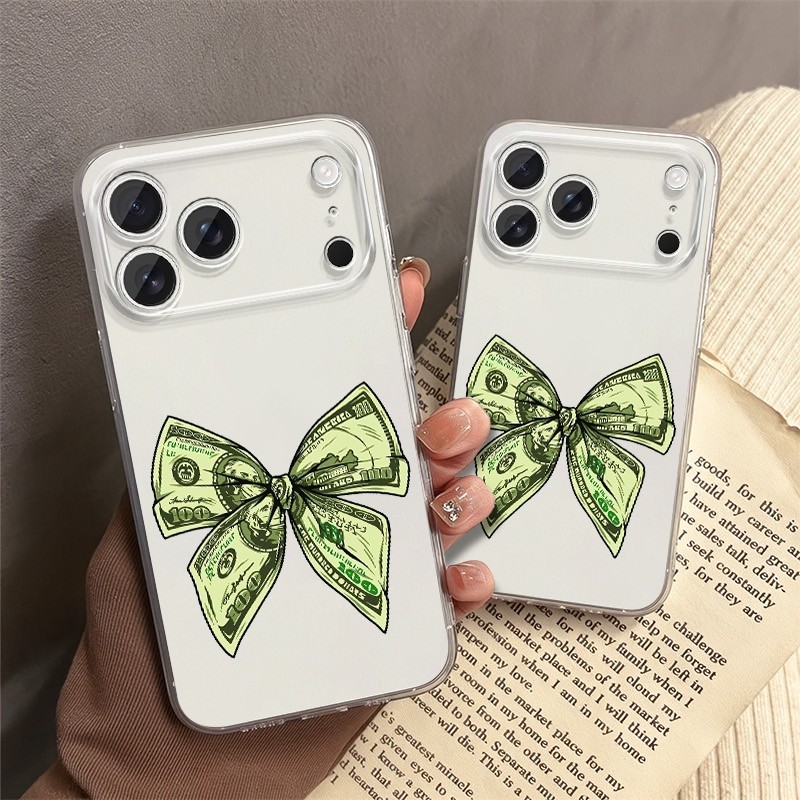 IPhone 17 16 15 14 13 12 11 Pro Max เคสโทรศัพท์ dollar โบว์ปลอกใส iPhone Cover