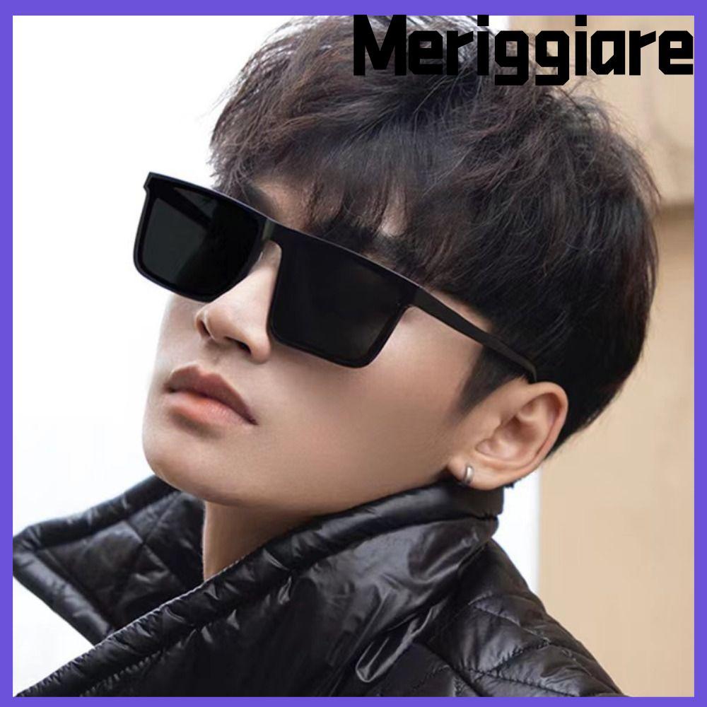 MERIGGIARE Square Frame แว่นกันแดด, Punk Simple Driving Glasses, อินเทรนด์ฤดูร้อนตกแต่ง Sun-Protecti