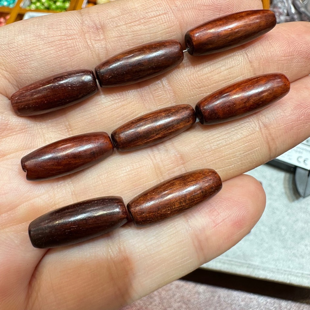 อุปกรณ์ทำเครื่องประดับ Rosewood, Barrel, Dzi สำหรับสร้อยข้อมือ สร้อยคอมือถือ และกระเป๋าแขวน QSS2