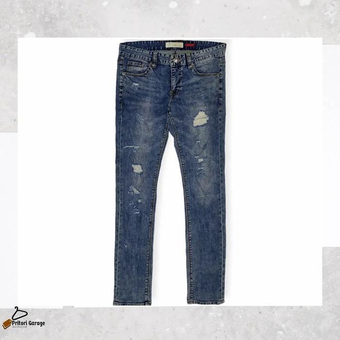 Soft Dry Denim FRJ Jeans Skinny Ripped Skinny Fit Blue Acid Wash 34