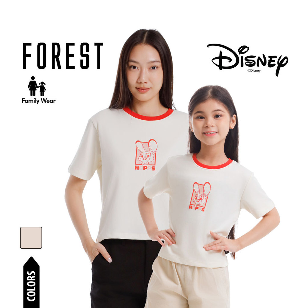 Forest T Shirt Perempuan/Budak Forest x Disney Zootopia 2 Premium Cotton Cropped Women/Kids Tee - FW820151/ตกลง820151