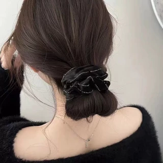 ยาง มัดผมผ้ากำมะหยี่ติดเพรช ขนาดเล็ก มาใหม่