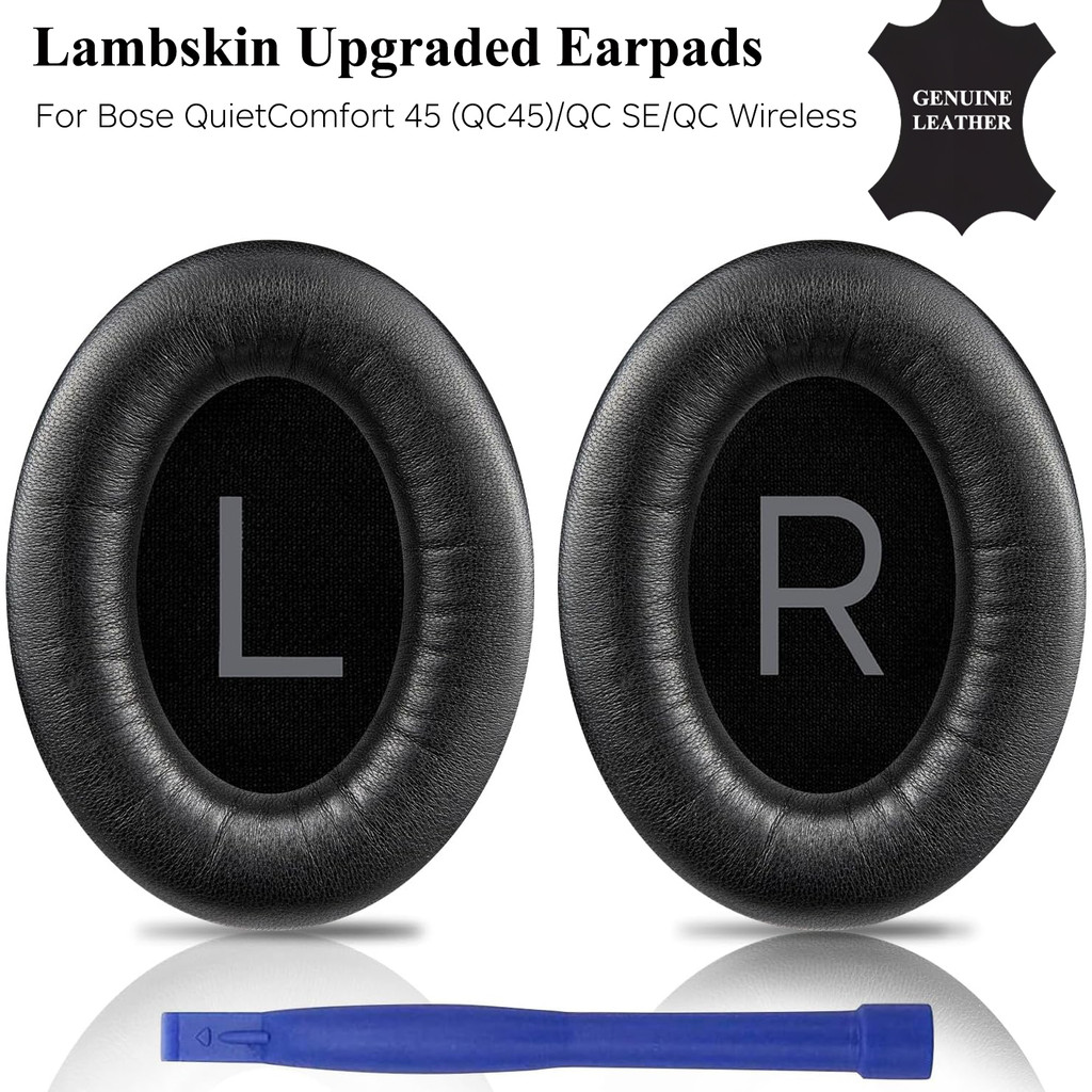 Lambskin แผ่นรองหูฟัง Bose QuietComfort 45 (QC45)/QuietComfort SE (QC SE)/ไร้สายแบบครอบหู, โฟมความหนาแน่นสูง 2 ชิ้น