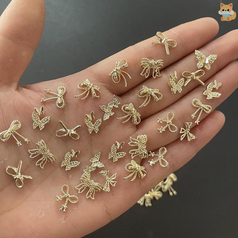 [VI] ดอกไม้เงินทองอุปกรณ์แต่งเล็บ Rhinestones เล็บเครื่องประดับโบว์ตกแต่งเล็บ 3D เล็บเจาะ TH - รูปที่ 2