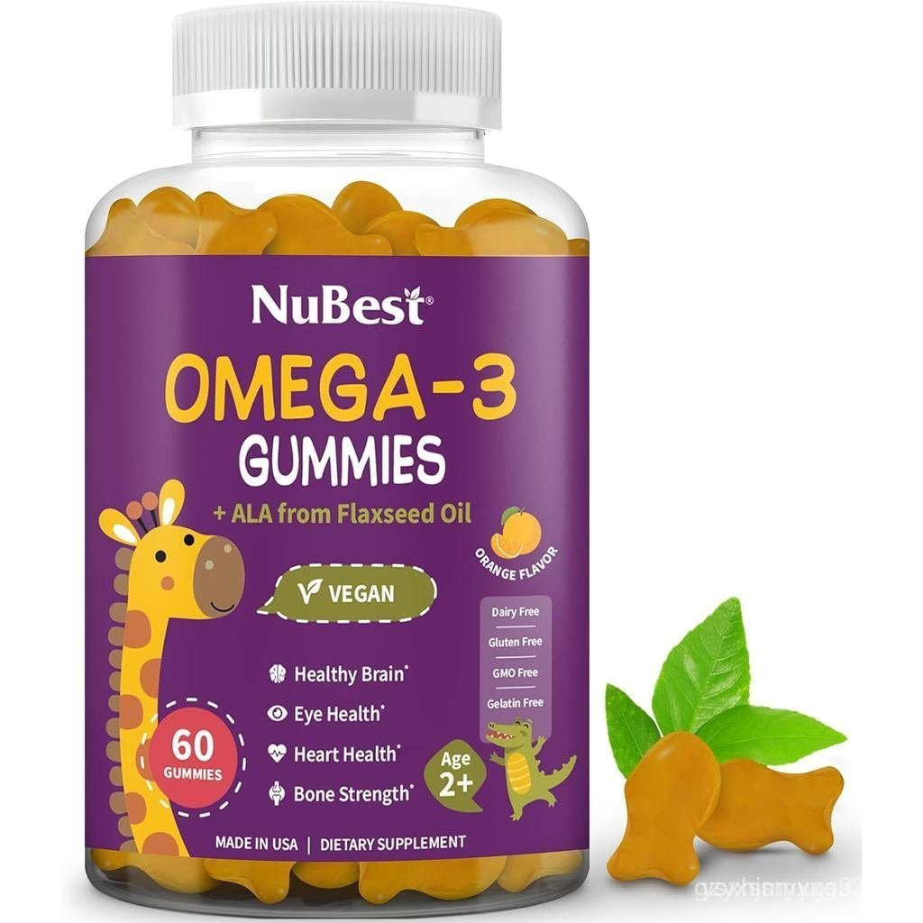 NuBest Omega 3 Gummies สําหรับเด็กและวัยรุ่นด้วยน้ํามันเมล็ดแฟลกซ์ | รองรับการเจริญเติบโตของสมอง ควา