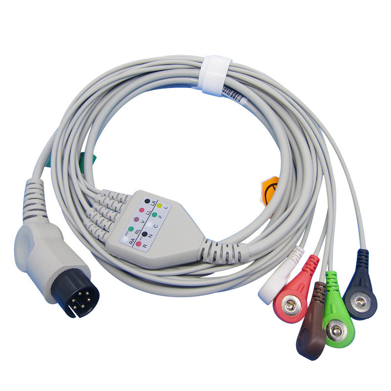 Monitor Universal ECG Conductive Wire 5 หัวเข็มขัดเชื่อมต่อการตรวจจับ ECG ใช้กับอิเล็กโทรด ECG Unive