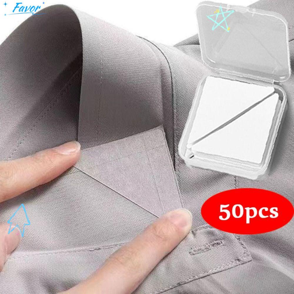 FAVOR แผ่นพยุงปกคอ 50 ชิ้น แบบไม่เห็น ป้องกันความพองของปกเสื้อ สำหรับเสื้อผู้ชายและผู้หญิง