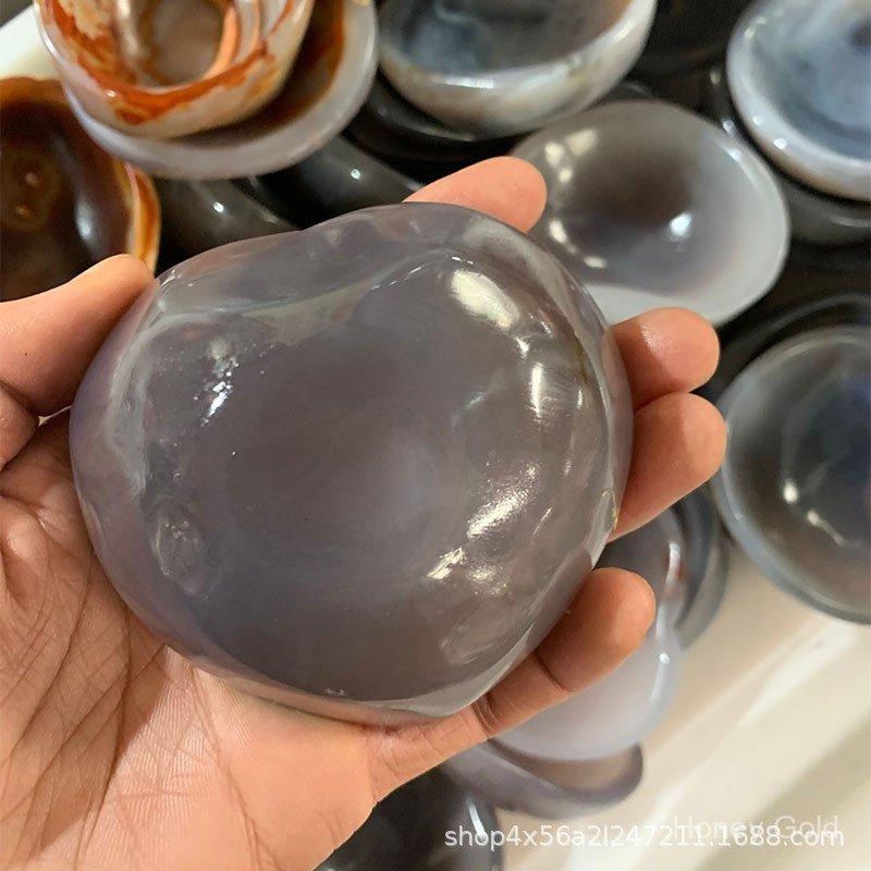 ใหม่สไตล์รูปหัวใจ Agate Ashtray หินหยาบ Agate Chalcedony Teacup Creative Home Feng Shui แปลกหินเครื่