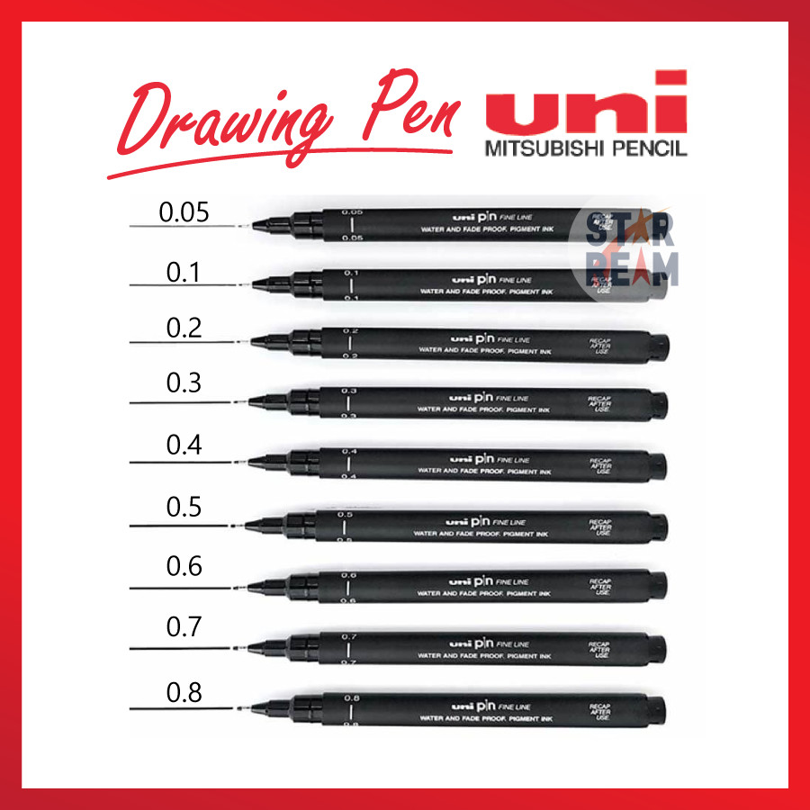 UNIPIN Artist Fine Tip Sketching Pen /Waterproof Hook Line Pen /Technical Fine Line Drawing Pen (0.0