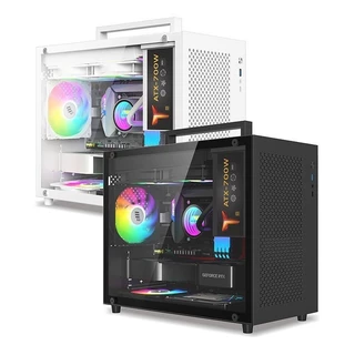 📢READY STOCK📢S9 แชสซี M-ATX คอมพิวเตอร์เดสก์ท็อป MINI กรณีหลักที่ว่างเปล่าเดสก์ท็อปสีขาว 240 น้ํา Cooling ด้านข้างโปร่