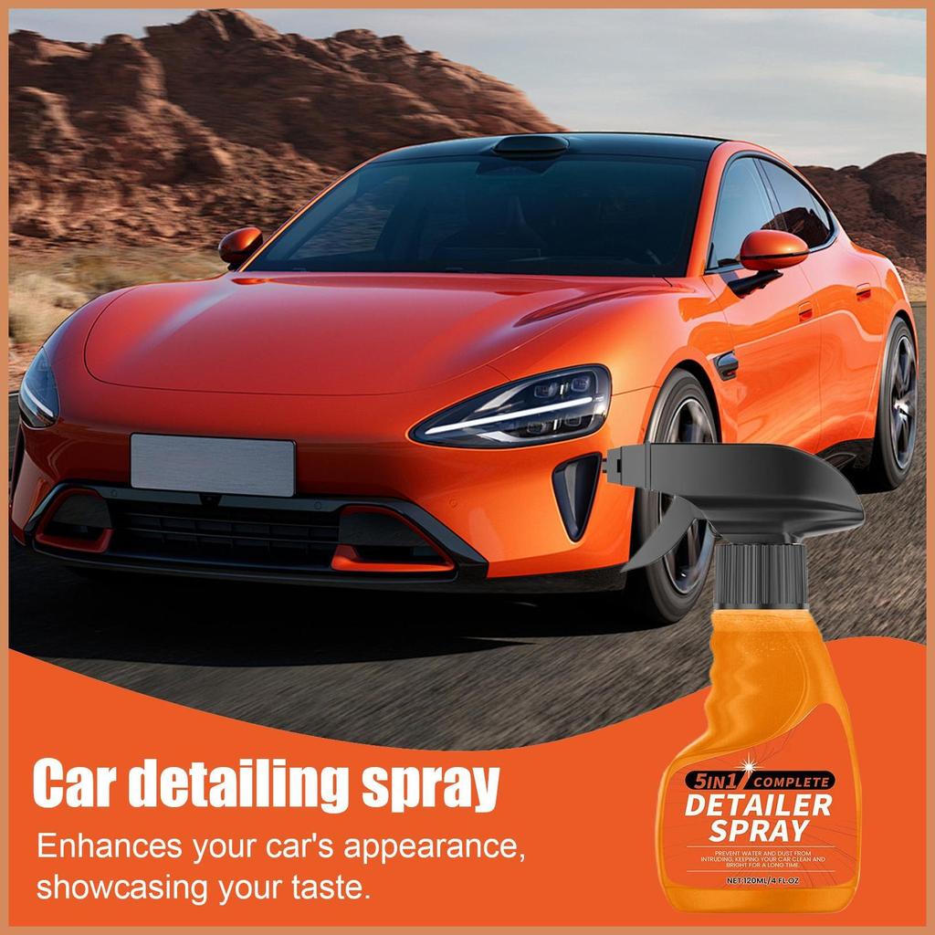 Quick Detailer Spray 5-in-1 Detailing Spray Cleaner ยานยนต์ Mist Detailing 120ml พร้อมผ้าเช็ดตัวสําห